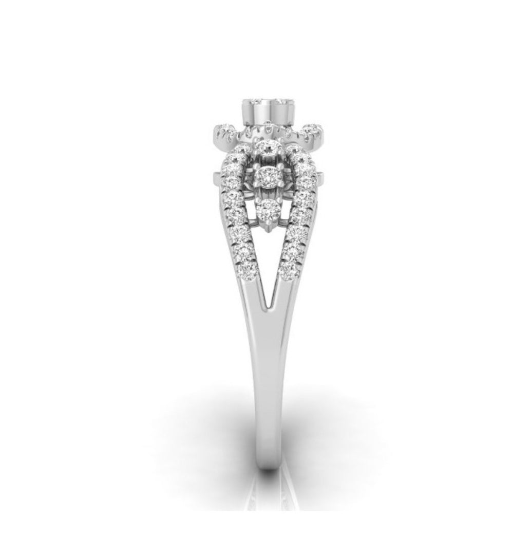 cluster with halo diamond ring in white gold