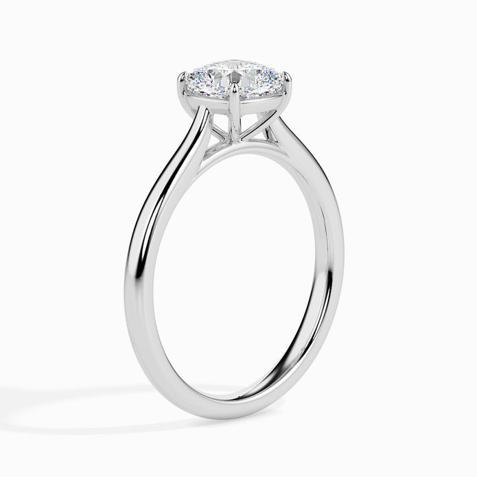 cushion cut solitaire diamond ring in white gold