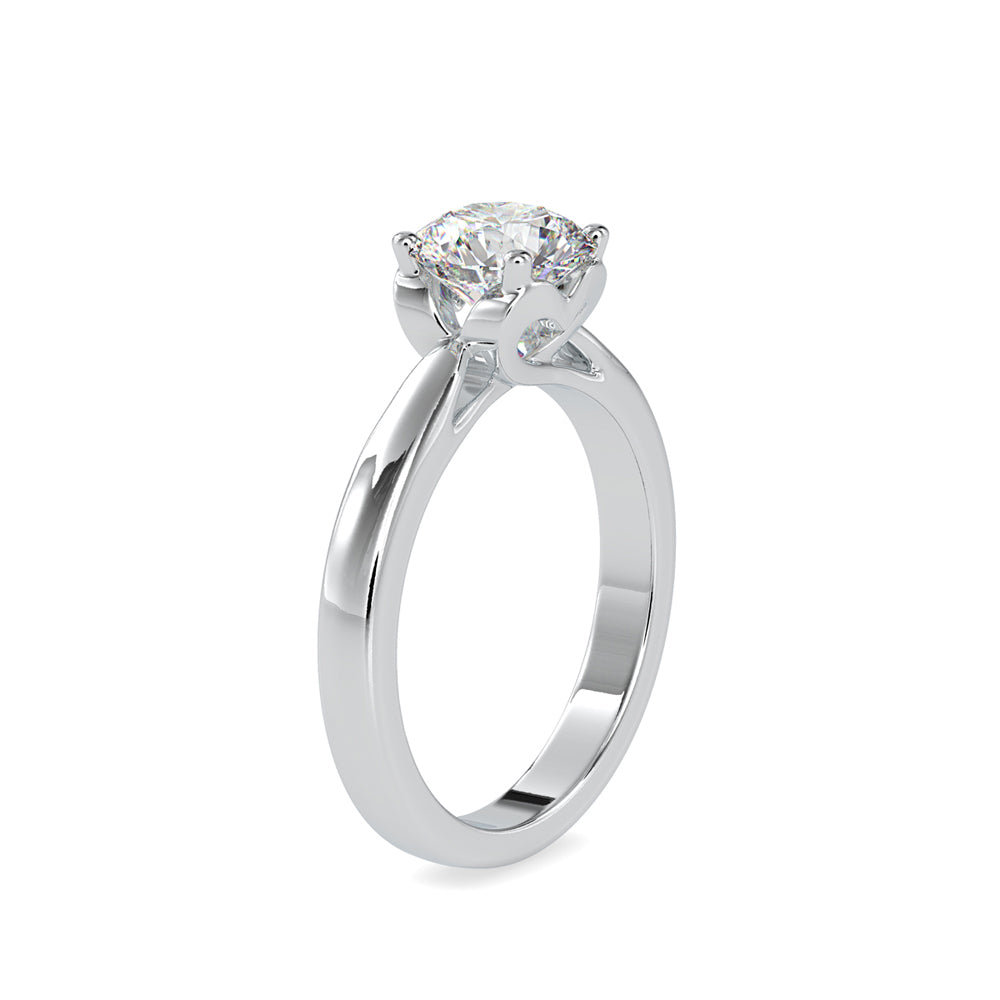 round cut solitaire lab-grown diamond ring in white gold