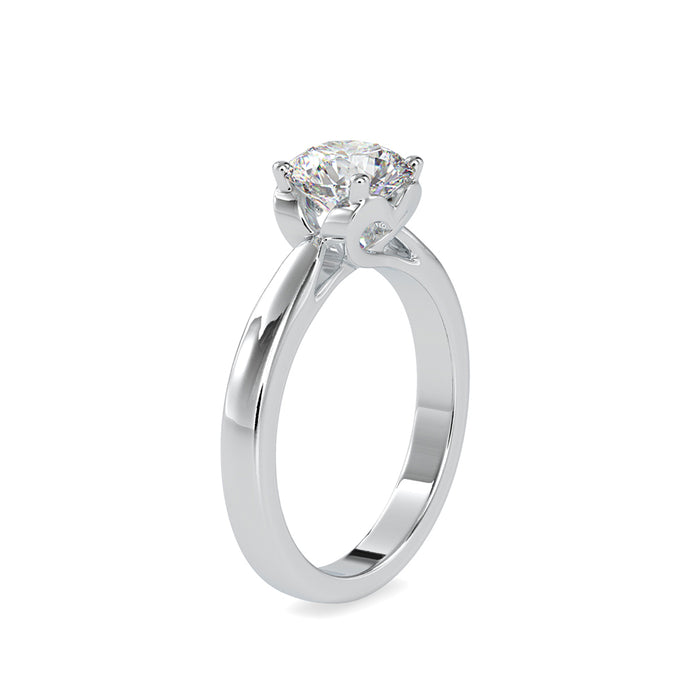 round cut solitaire lab-grown diamond ring in white gold