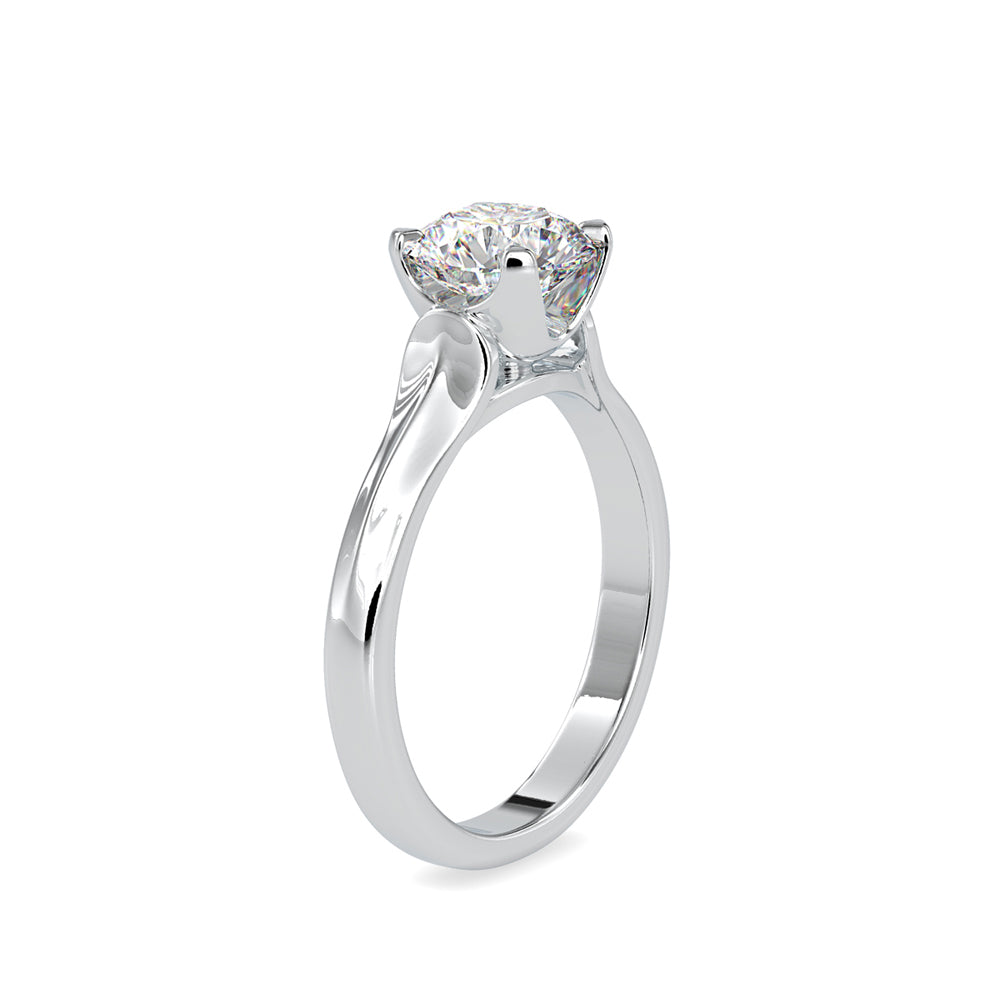 round cut solitaire lab-grown diamond ring in white gold
