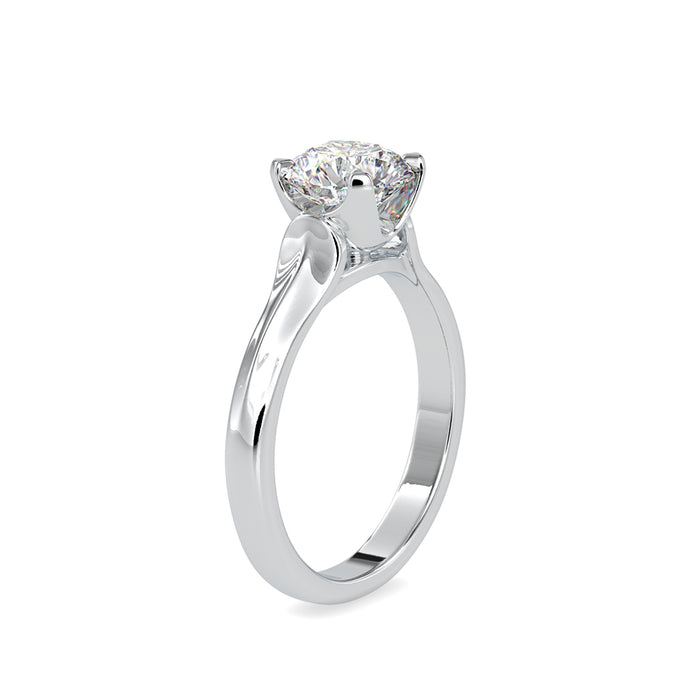 round cut solitaire lab-grown diamond ring in white gold