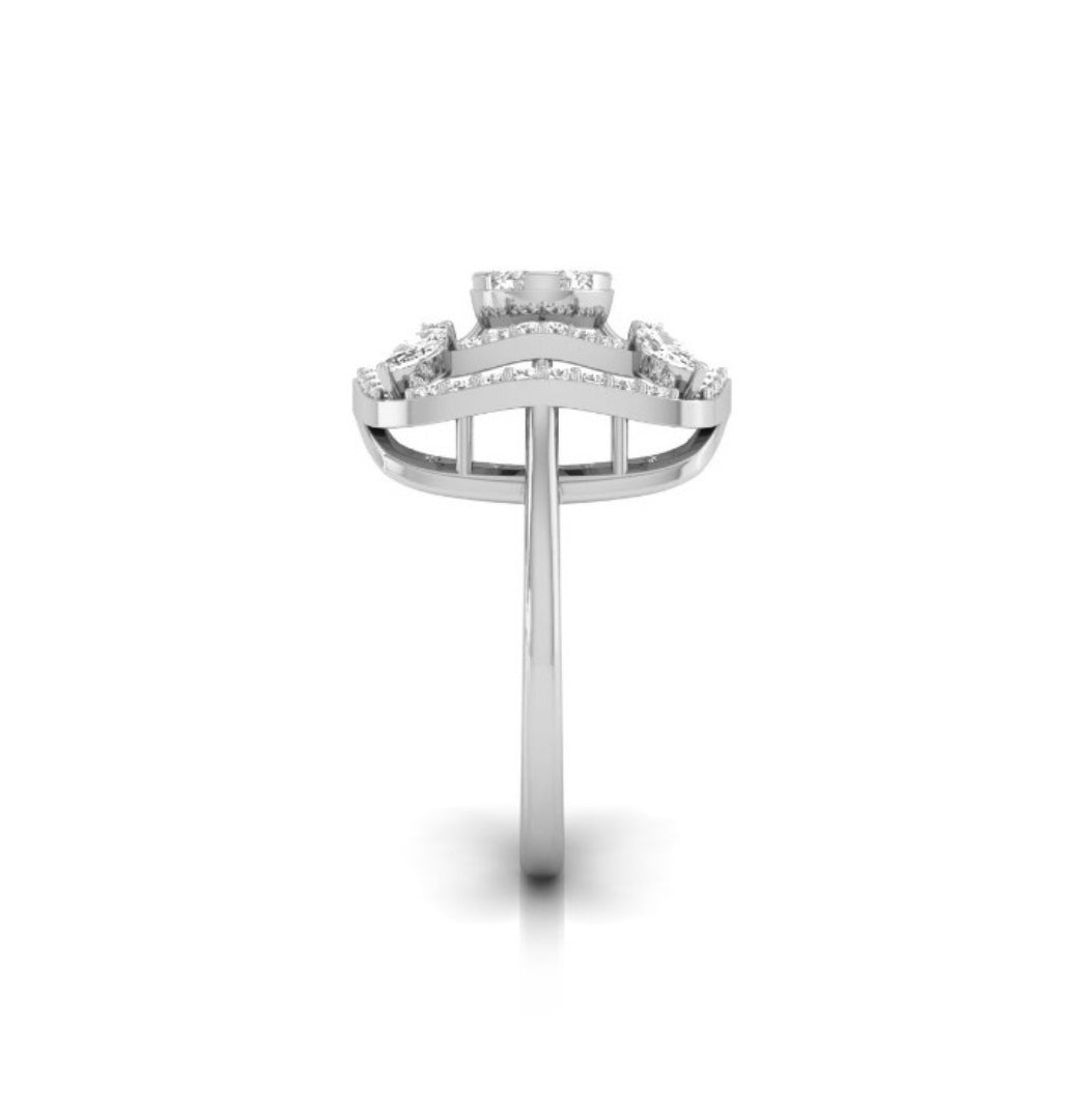 cluster double halo diamond ring in white gold