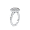 round cut double halo lab-grown diamond ring in white gold