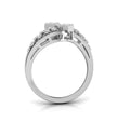 round cut dual square lab-grown diamond ring in white gold