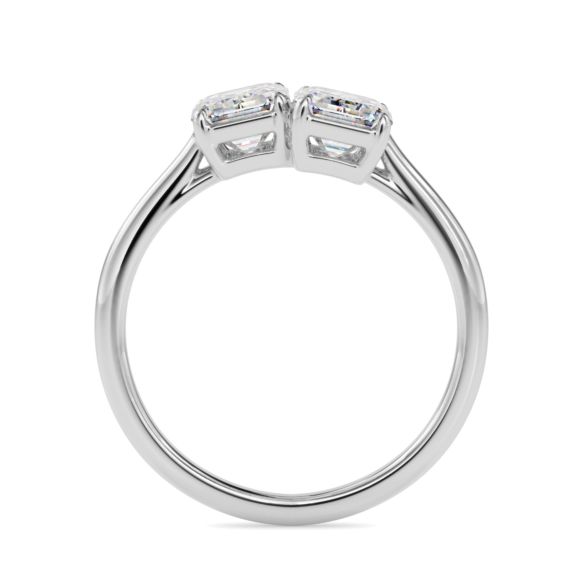emerald cut toi et moi lab-grown diamond ring in white gold