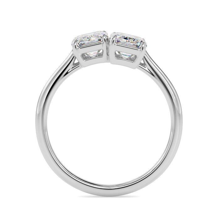 emerald cut toi et moi lab-grown diamond ring in white gold