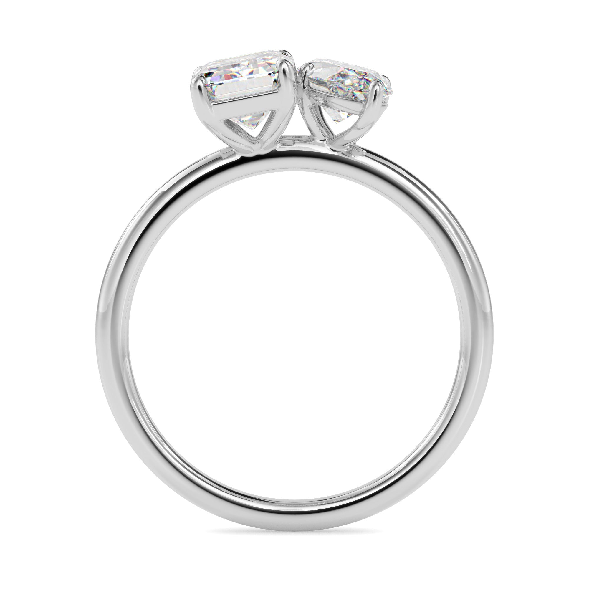 emerald and marquise toi et moi lab-grown diamond ring in white gold