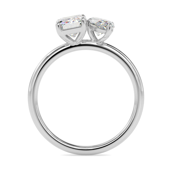emerald and marquise toi et moi lab-grown diamond ring in white gold