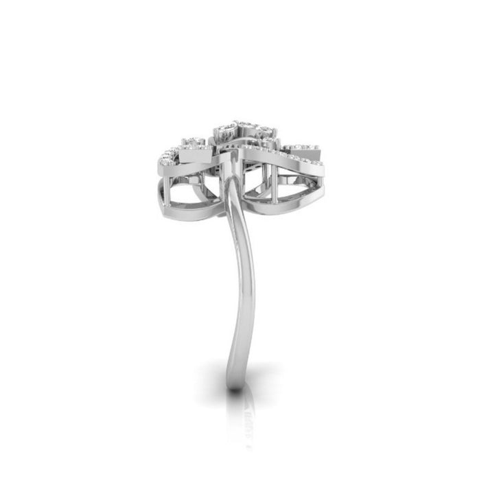 floral cocktail diamond ring in white gold