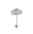 floral cocktail diamond ring in white gold