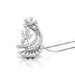Floral Crescent Moon Lab-Grown Diamond White Gold Pendant Necklace