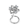 floral round bezel lab-grown diamond wire back stud nosepin in white gold