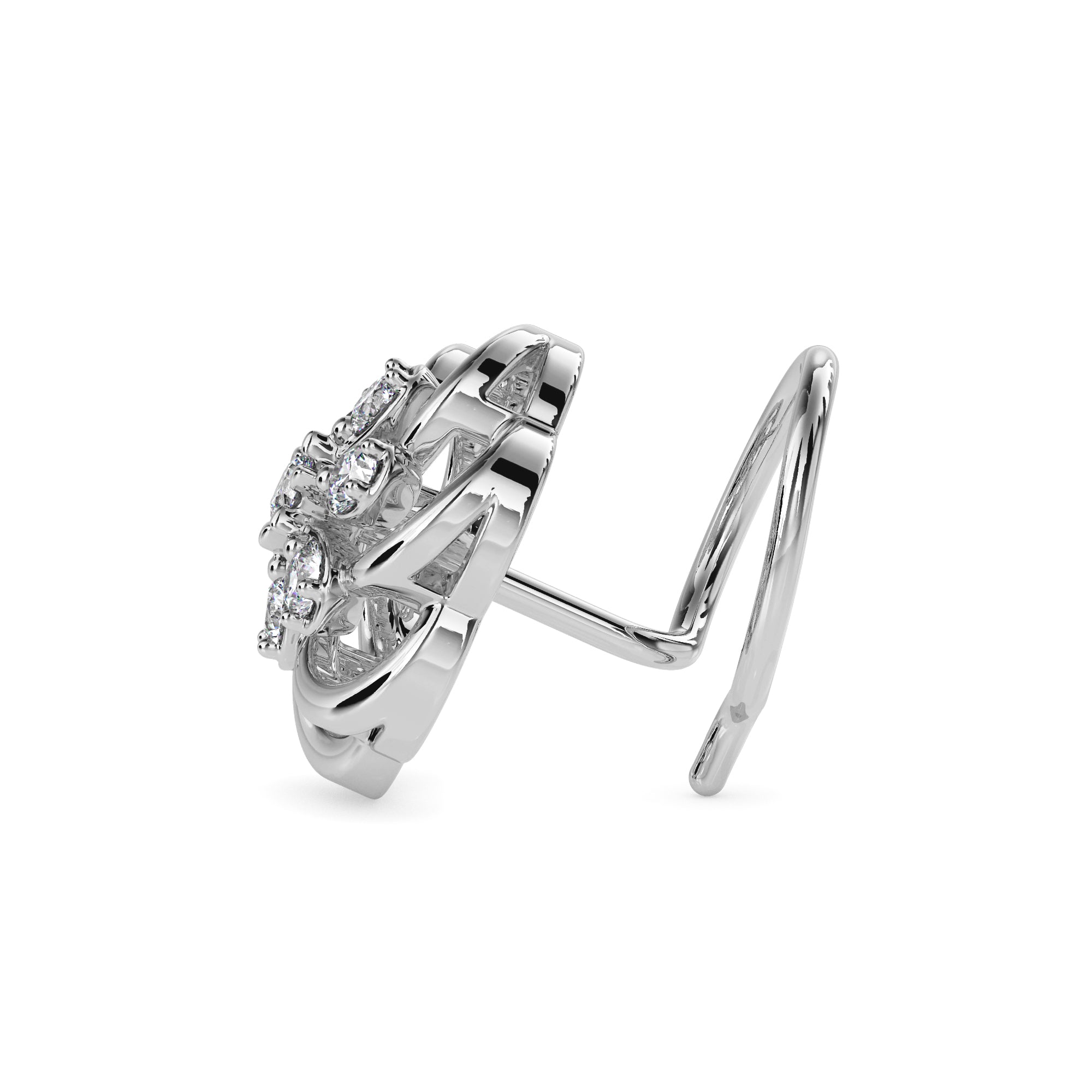 flower design lab-grown diamond nosepin in white gold