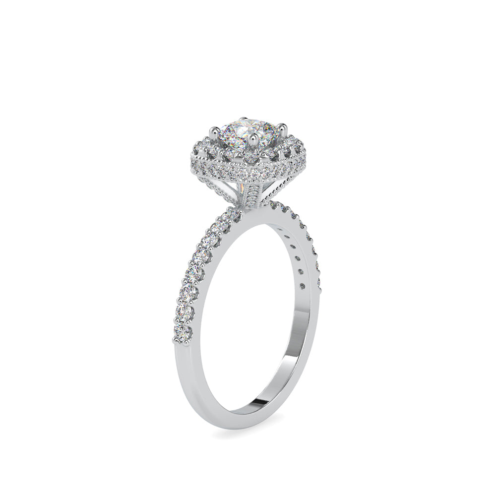 cushion halo lab-grown diamond ring in white gold