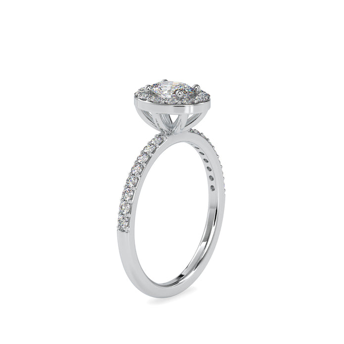 oval halo lab-grown diamond ring in white gold