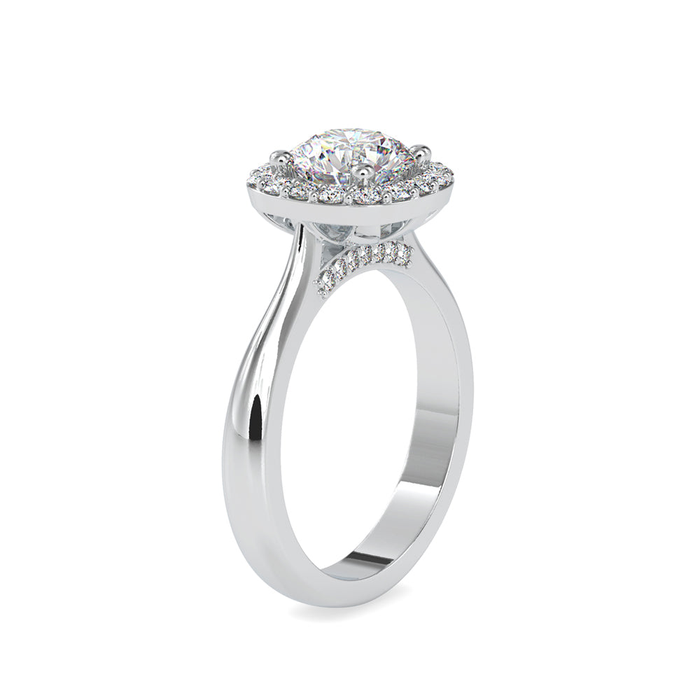 White Gold Halo Round Lab-Grown Diamond Ring