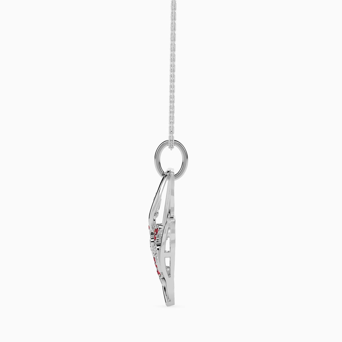 heart shape cluster lab-grown diamond pendant necklace in white gold