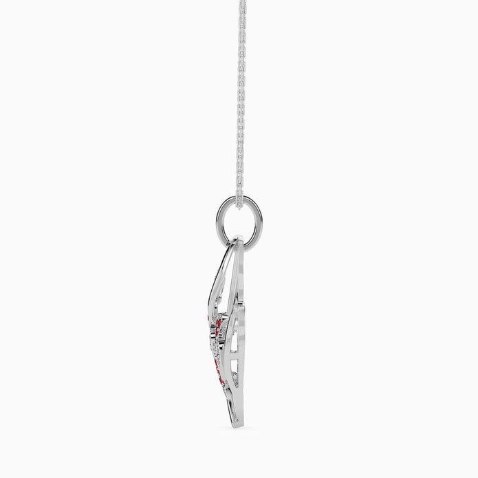 heart shape cluster lab-grown diamond pendant necklace in white gold