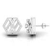 hexagon cluster diamond stud earrings in white gold