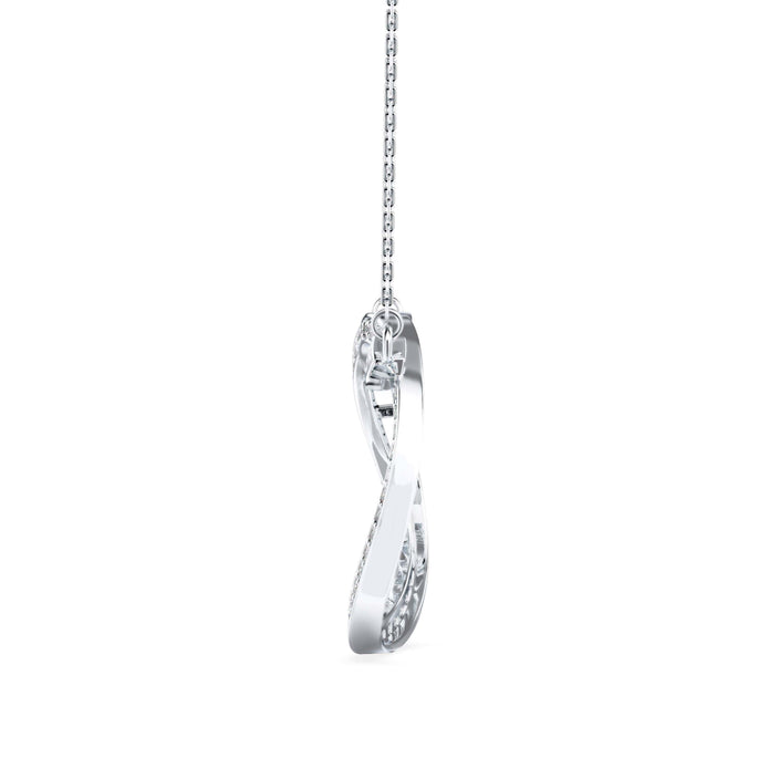 infinity round pave diamond pendant necklace in white gold