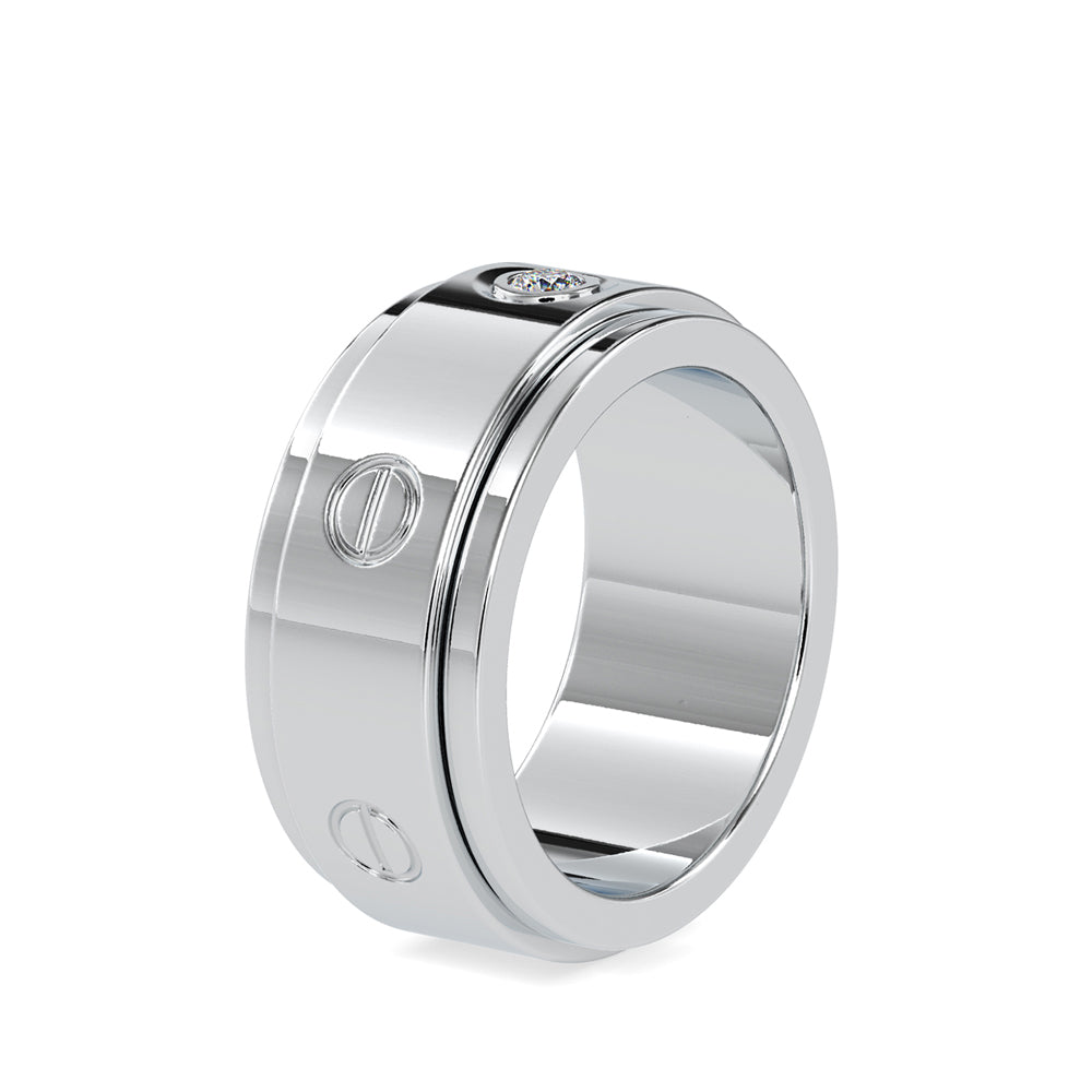 round cut bezel set lab-grown diamond ring in white gold