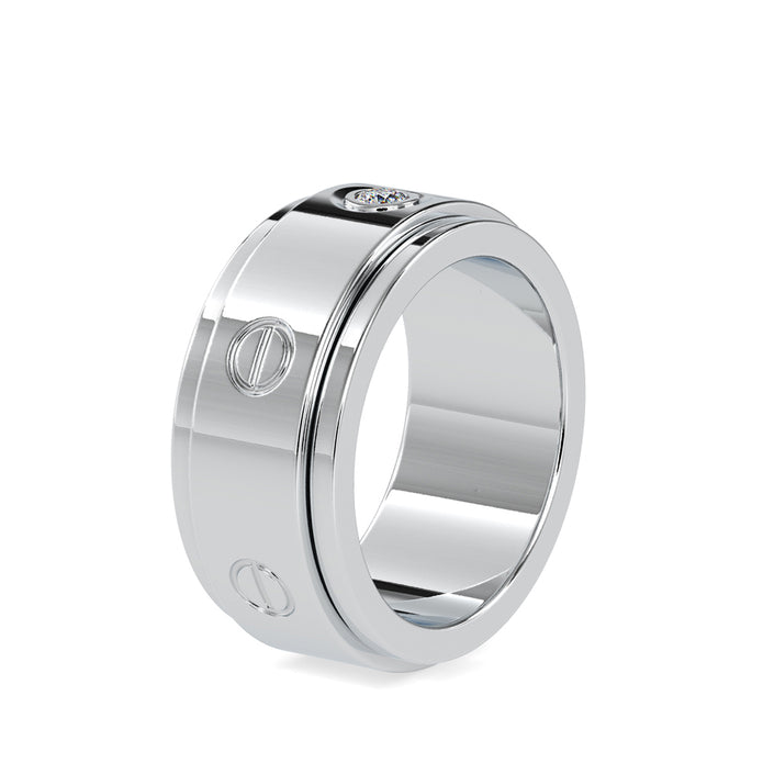 round cut bezel set lab-grown diamond ring in white gold