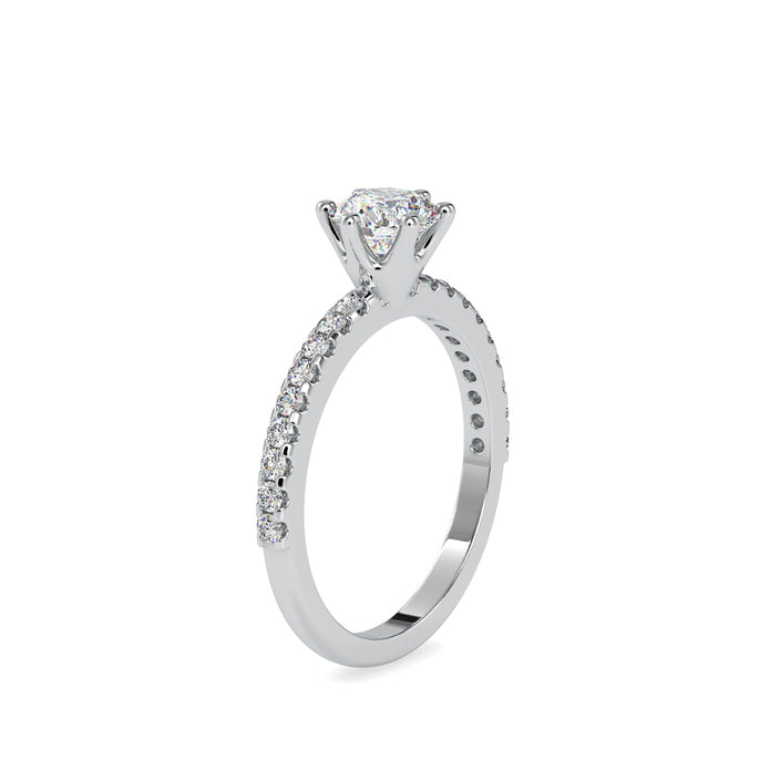 round solitaire lab-grown diamond ring in white gold