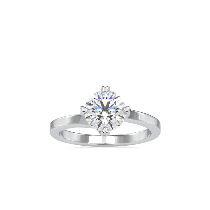 round cut solitaire lab-grown diamond ring in white gold