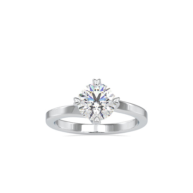 round cut solitaire lab-grown diamond ring in white gold
