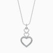 layered heart diamond pendant necklace in white gold