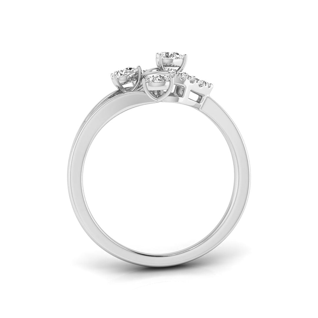 leaf pear cut prong set diamond ring in white gold