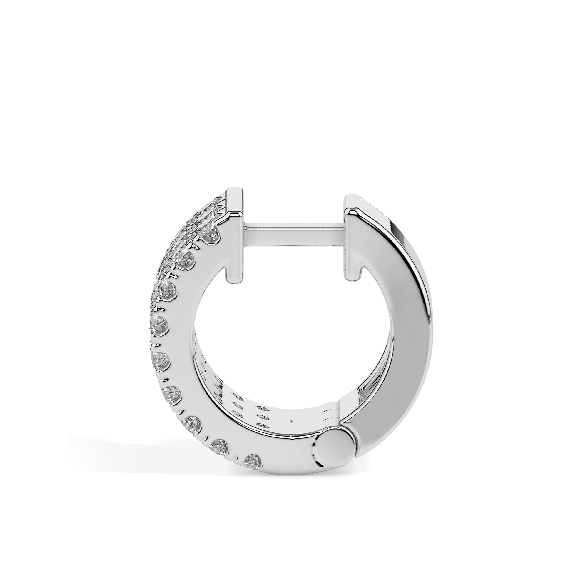 multi row pave diamond hoop earrings in white gold