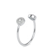 open cuff halo diamond ring in white gold