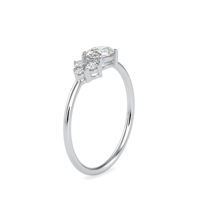 oval solitaire diamond ring in white gold