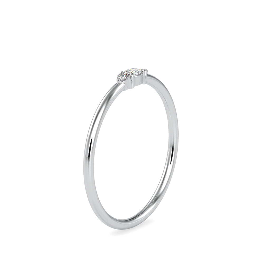oval three stone diamond ring in white gold