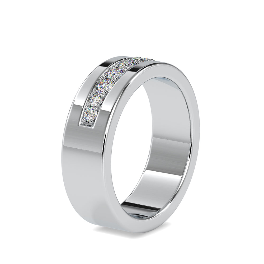 prong channel set lab-grown diamond ring in white gold