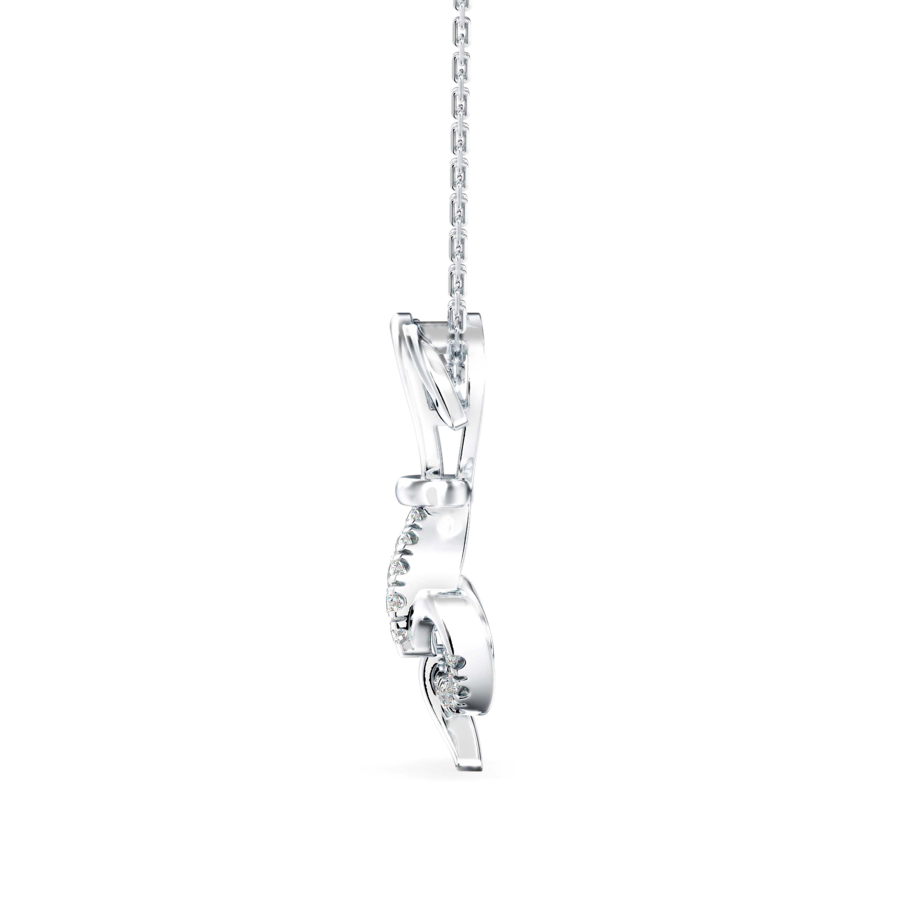 puppy love shape diamond pendant necklace in white gold