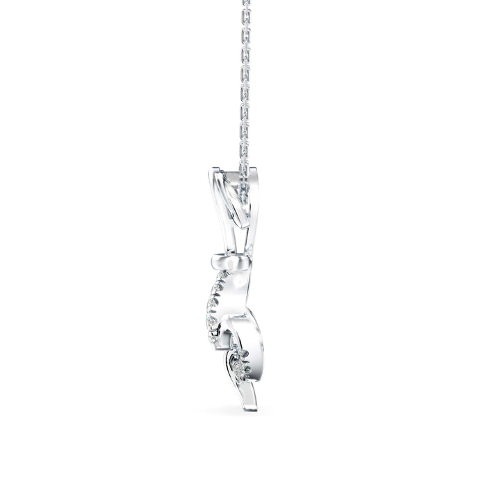 puppy love shape diamond pendant necklace in white gold