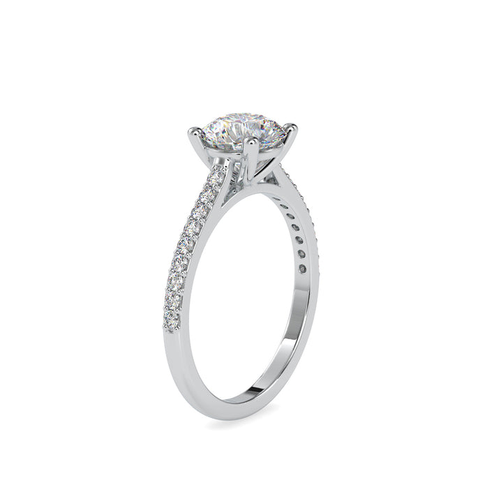 round solitaire lab-grown diamond ring in white gold