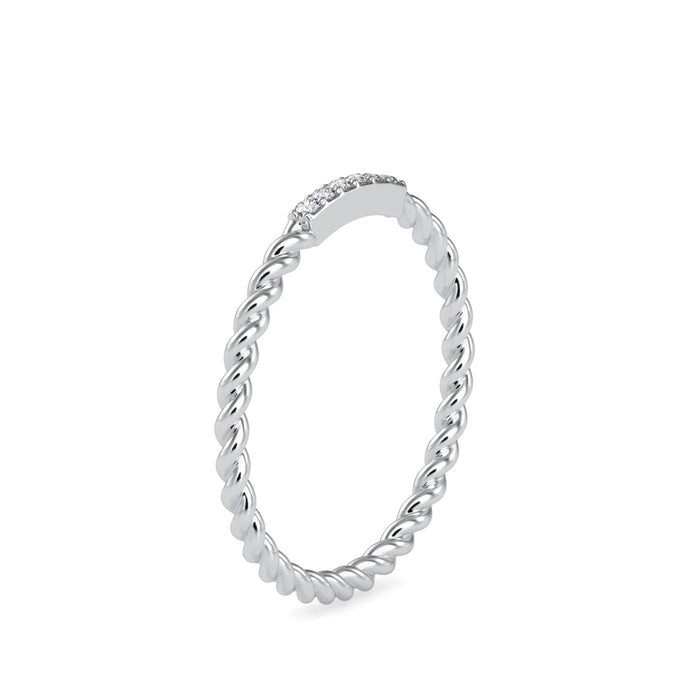 rope style pave diamond ring in white gold