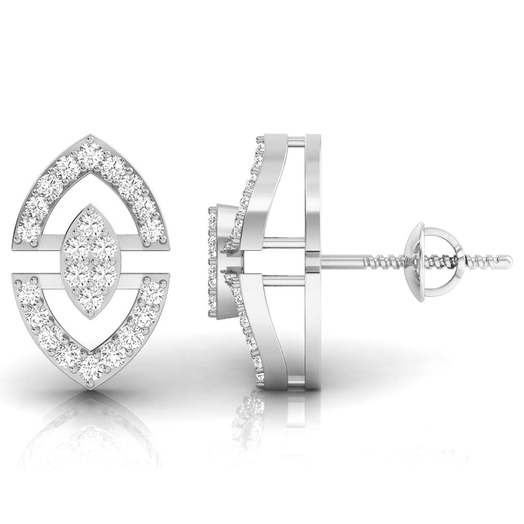 round cluster diamond stud earrings in white gold