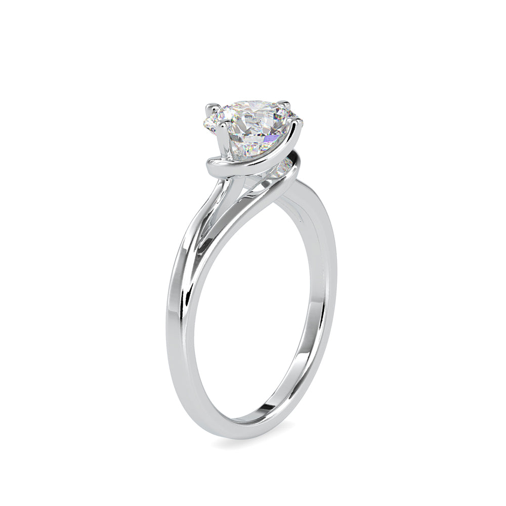 round cut bypass solitaire lab-grown diamond ring in white gold