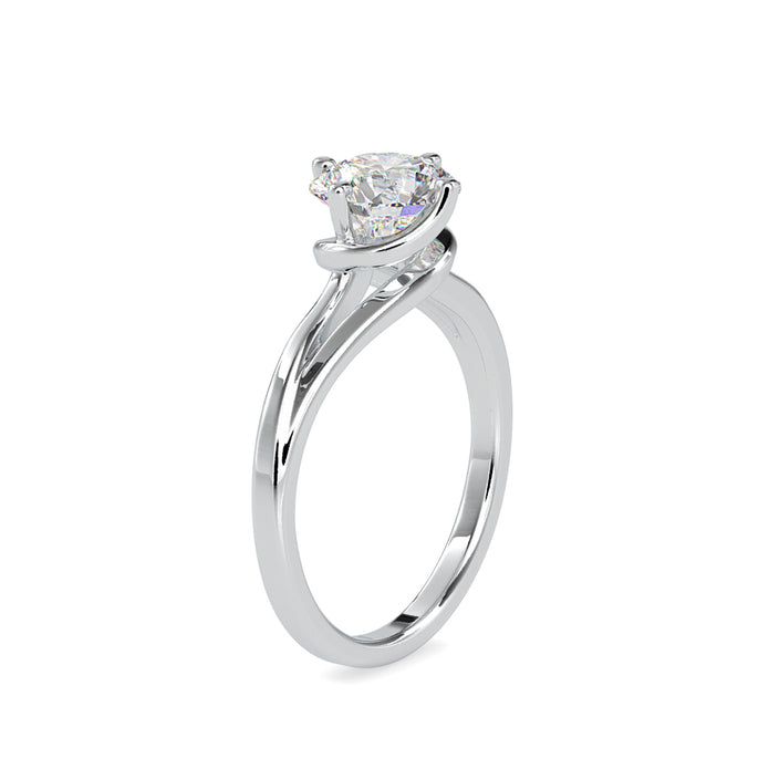 round cut bypass solitaire lab-grown diamond ring in white gold