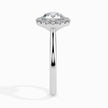 round cut halo diamond ring in white gold