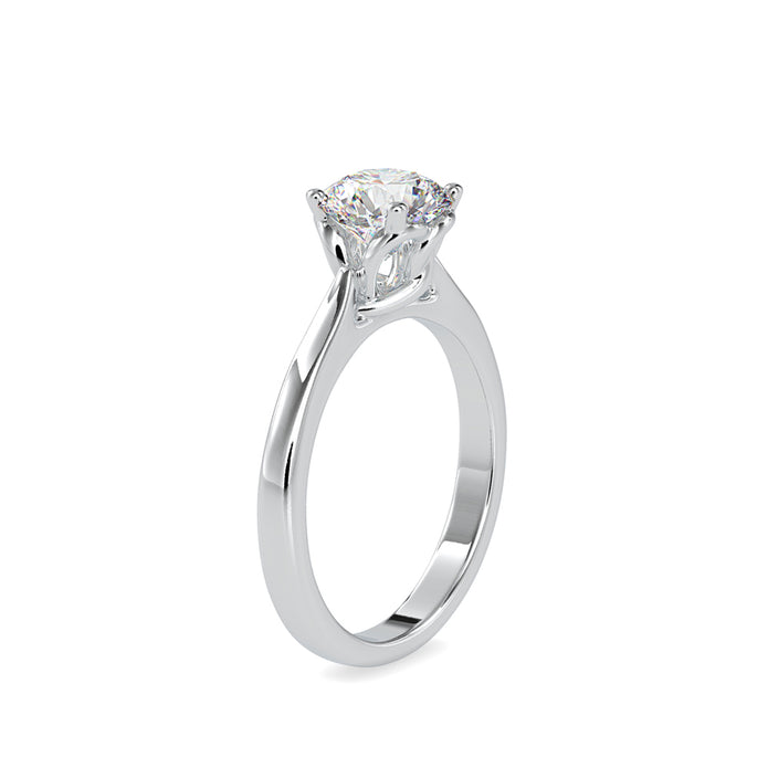 round cut prong lab-grown diamond ring in white gold