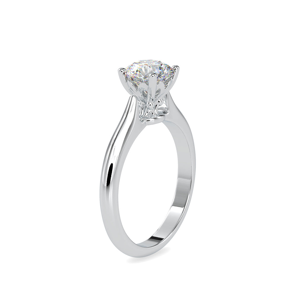 round cut prong set lab-grown diamond ring in white gold