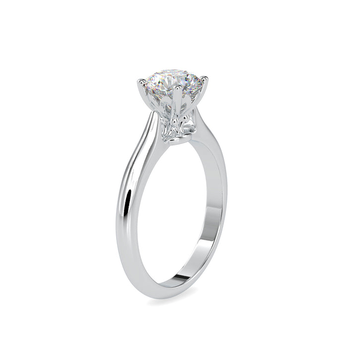 round cut prong set lab-grown diamond ring in white gold