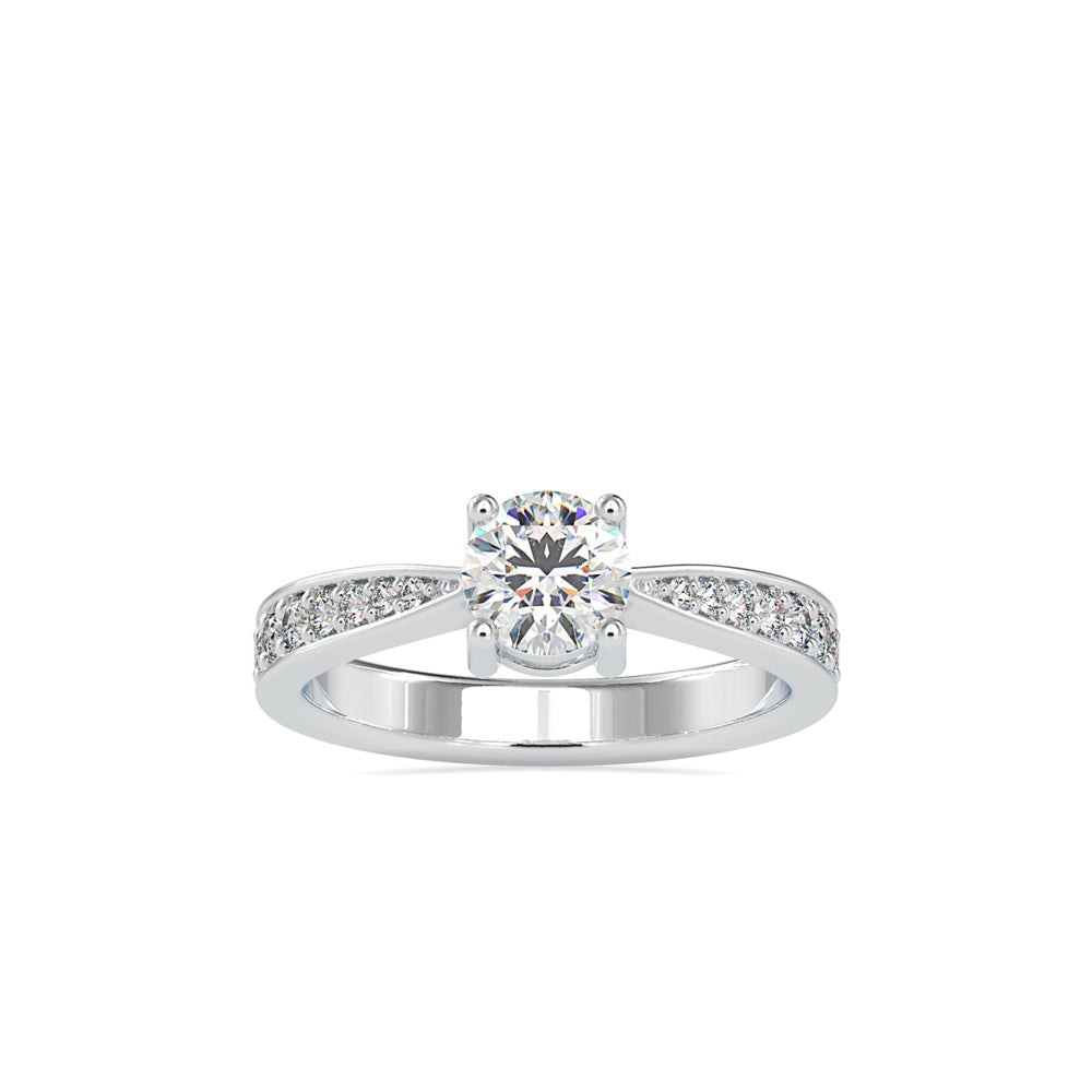 round cut solitaire lab-grown diamond ring in white gold