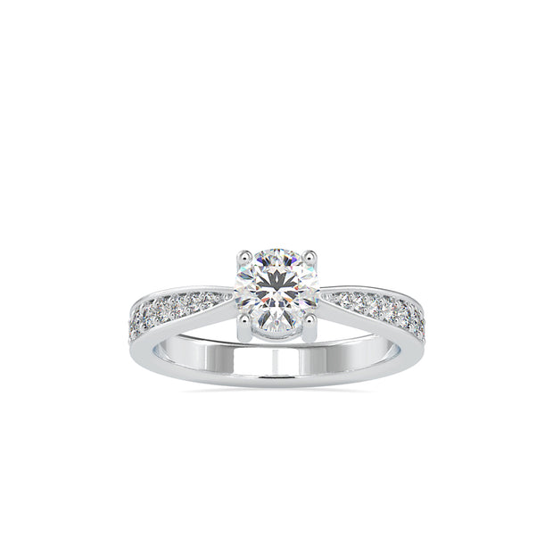 round cut solitaire lab-grown diamond ring in white gold